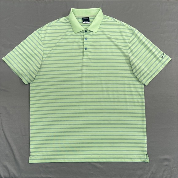 Nike Other - Nike Dri Fit Mens Polo Shirt Size Large Green Stripe Golf Performance